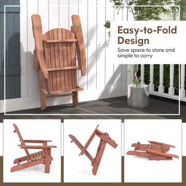 Brown Folding Fir Wood Adirondack Chair(2-Pack)