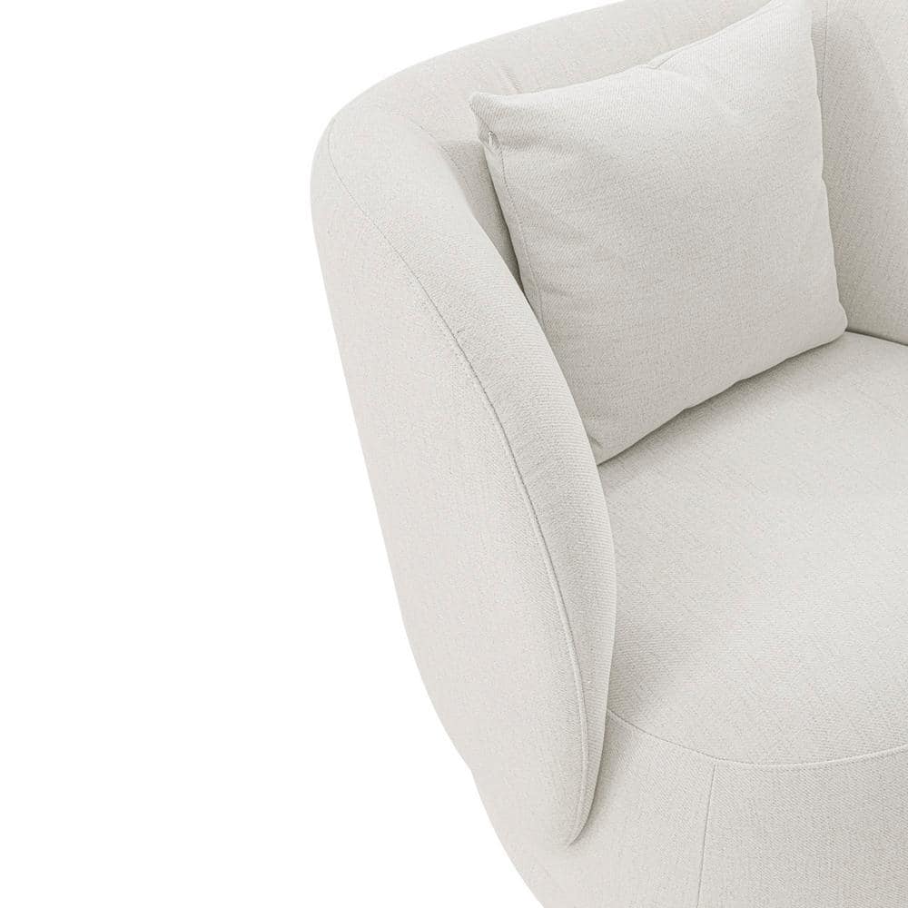 Set of 2 Cream Linen Upholstered Accent Chairs with Pillows