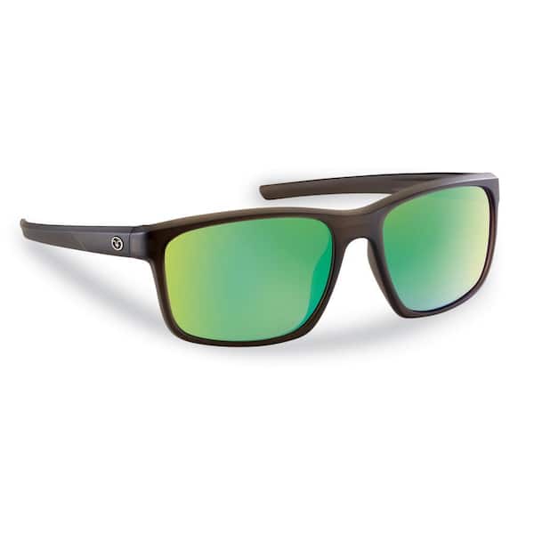 Flying Fisherman Rip Current Polarized Sunglasses in Brown Frame with Amber Green Mirror Lens