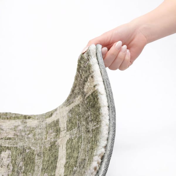 Dream Shag Premium Machine Washable Abstract ADS745 Olive 5 ft. x 7 ft. 6 in. Area Rug