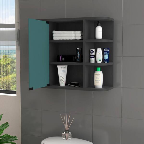 Basicwise 23.5 in. W x 8 in. D x 28.25 in. H Bathroom Storage Wall