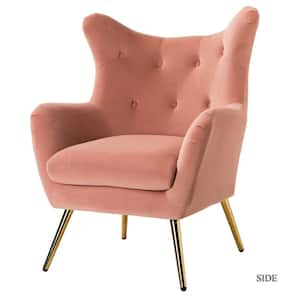 Jacob Golden Leg Pink Tufted Wingback Chair