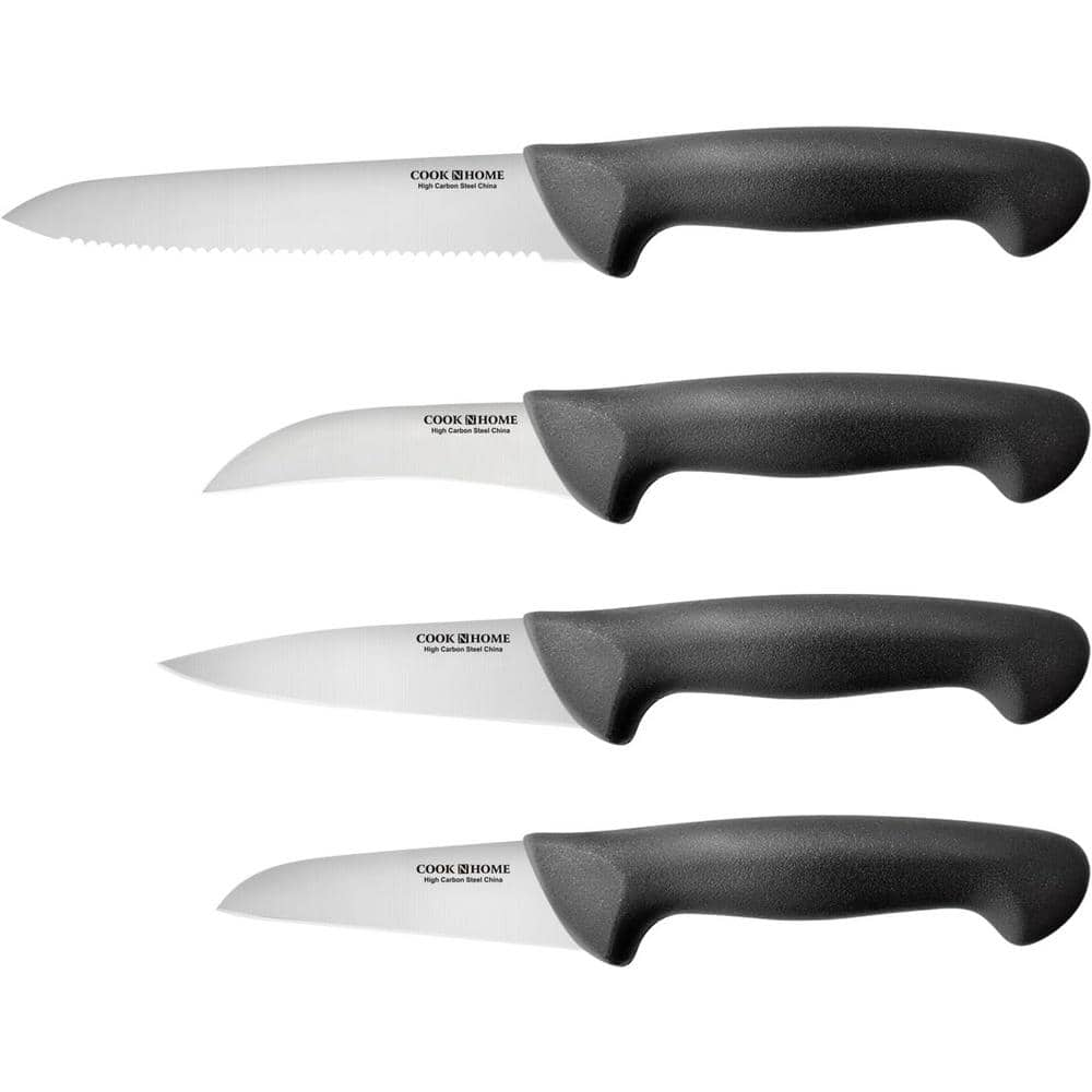 Choice 3 1/4 Paring Knife Set with 1 Serrated and 2 Smooth Edge Knives  with Black Handles