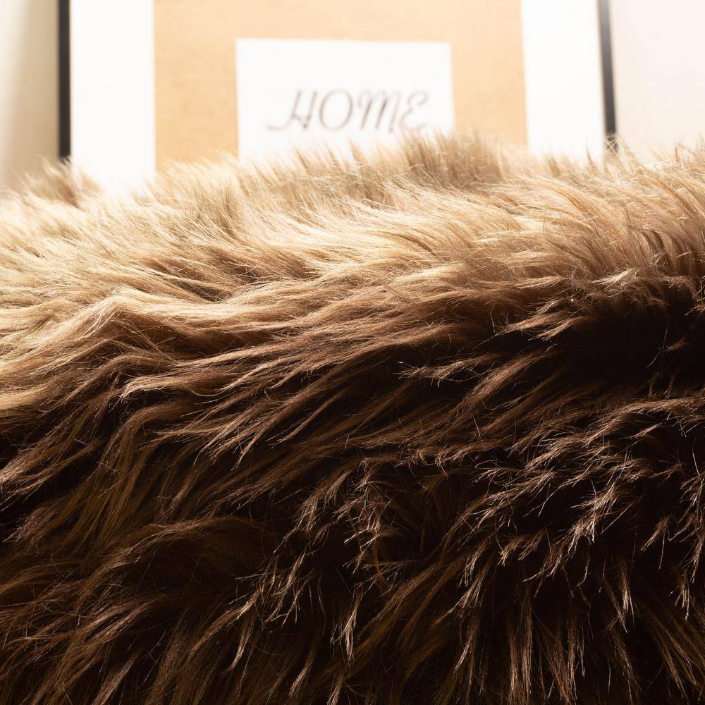 Luxurious Dark Brown Synthetic Sheepskin Shag Rug 6' x 9'