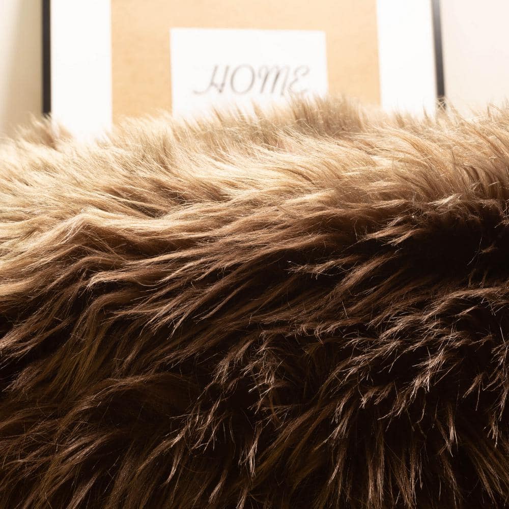 Luxurious Handmade Faux Sheepskin Fur Shag Rug 6' x 9' Dark Brown