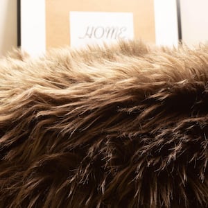 Serene Silky Faux Fur Fluffy Shag Rug Dark Brown 6' x 9'