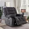 Bestier Blue-gray Overstuffed Fabric Recliner Chairs with 8-Point Vibration Massage Manual Pull Recliner with Time Setting L502637E-DGRE