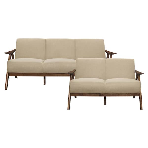 EVERGLADE HOME Ocala 124 in. W Slope Arm Polyester Rectangle Sofa in Brown
