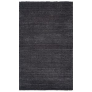 Himalaya Black Doormat 2 ft. x 4 ft. Striped Solid Color Area Rug