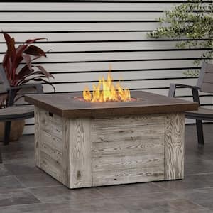 Forest Ridge 42 in. MGO Propane Fire Pit Table in Weathered Gray with Natural Gas Conversion Kit