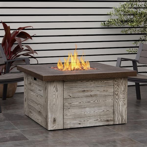 Real Flame Forest Ridge 42 in. MGO Propane Fire Pit Table in Weathered Gray with Natural Gas Conversion Kit