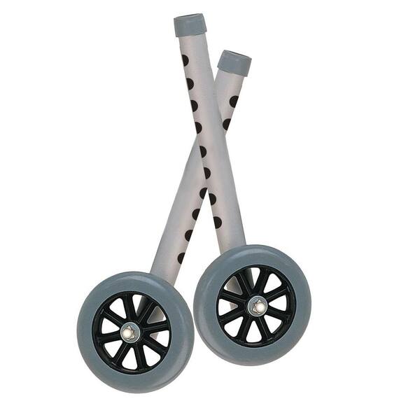 Drive Pair of Walker Wheels with 2-Sets of Rear Glides for Use with Universal Walker in Gray