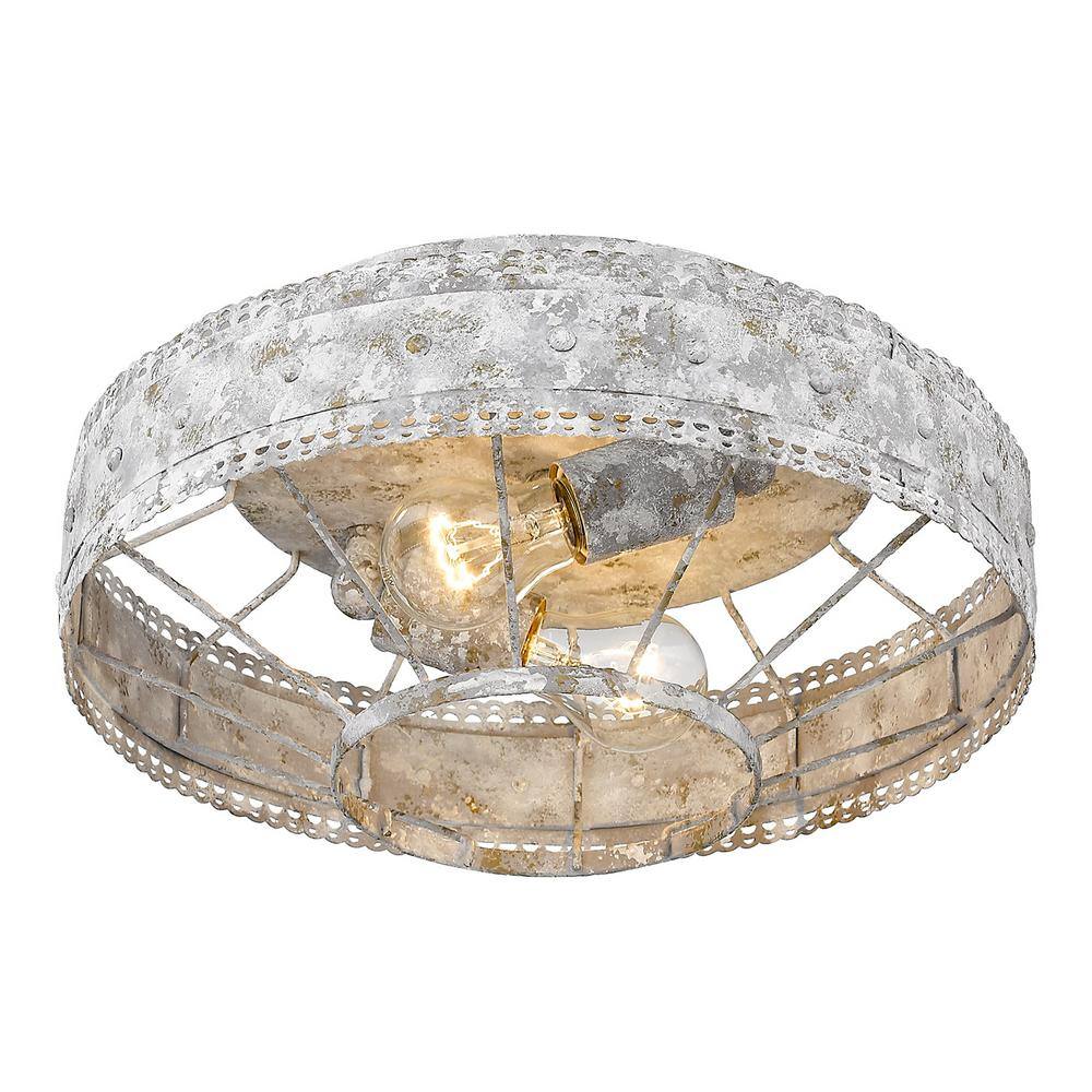 Oyster White Rustic Farmhouse 14" Flush Mount