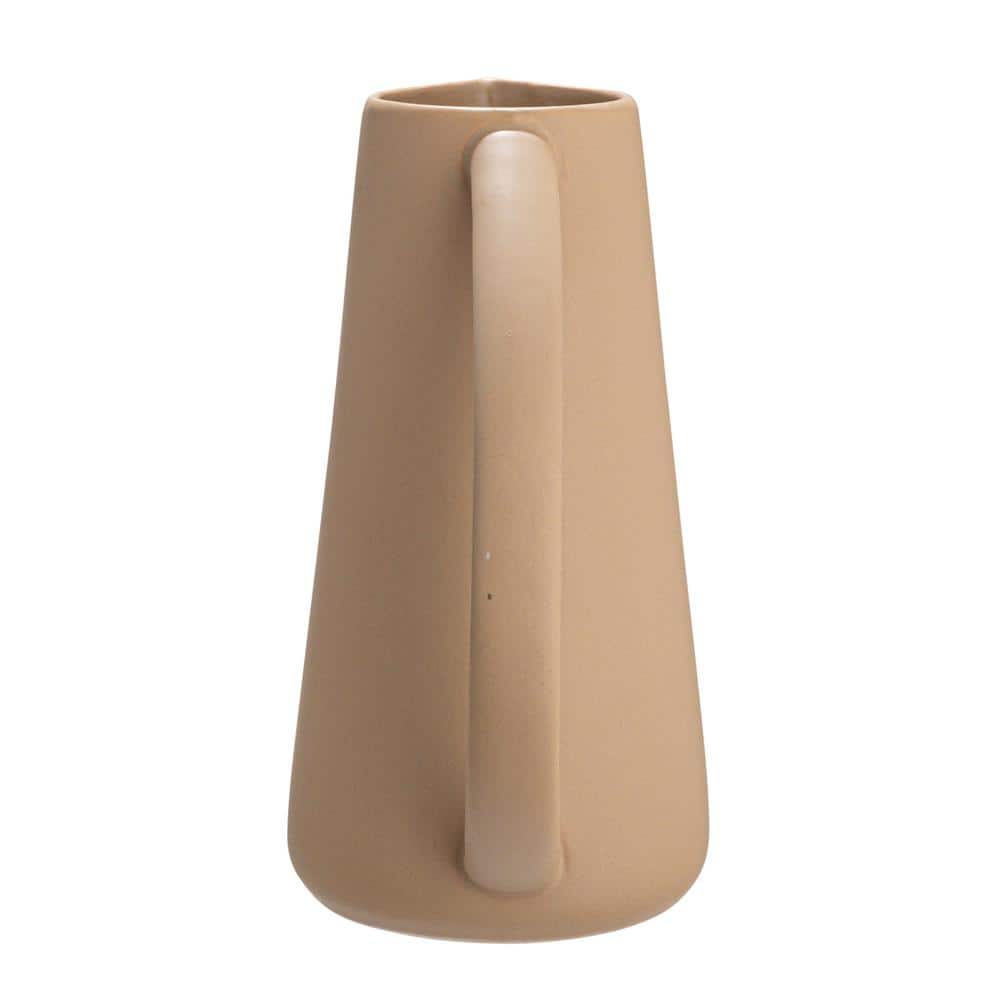Putty Beige Modern Stoneware Pitcher with Handle, 7-inch