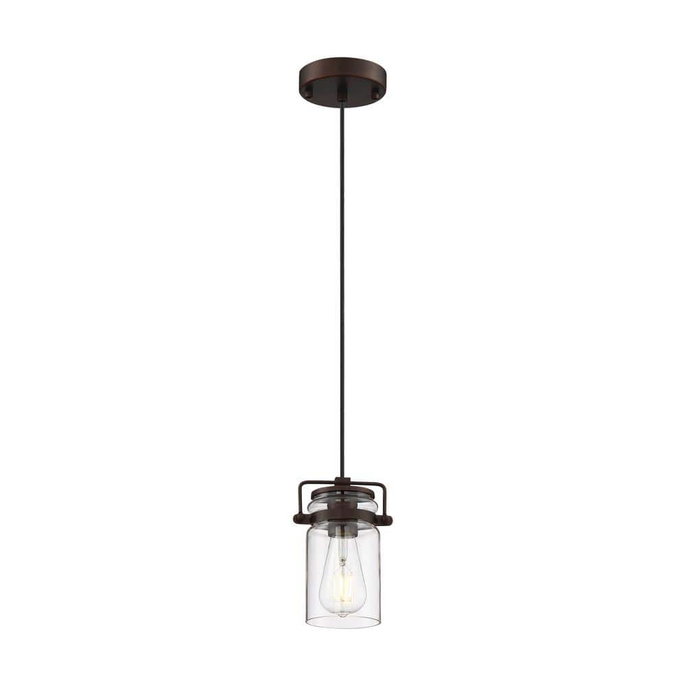 Mahogany Bronze Mini Jar Pendant Light with Clear Glass Shade