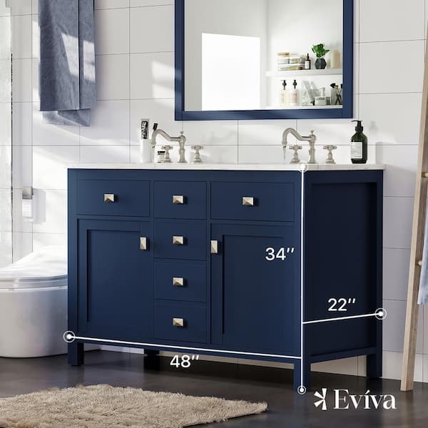 Artemis 48 in. W x 22 in. D x 33.7 in. H Bath Vanity in Gray with Quartz Vanity Top in White with Double Sinks