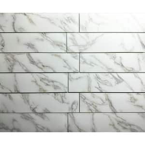 Tuscan Design Calacatta Gold Large Format 4 in. x 16 in. Marble Look Glass Wall Tile (2.66 sq. ft./Case)