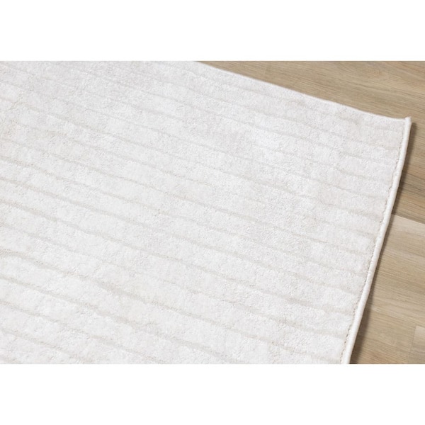 Veran Collections 5 ft. x 8 ft. Beige Stripes, Tonal/Solid Indoor Area Rug