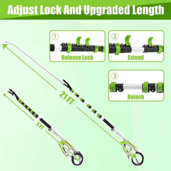 Laybus 21 ft. Aluminum Telescoping Pressure Washer Wand with Brush