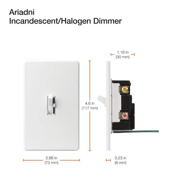 Lutron - Toggler Dimmer Switch with Night Light, 1000-Watt, Single-Pole, White (AY-10PNL-WH)