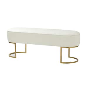 Clara Ivory Wide Bench with Metal Legs 48 in.