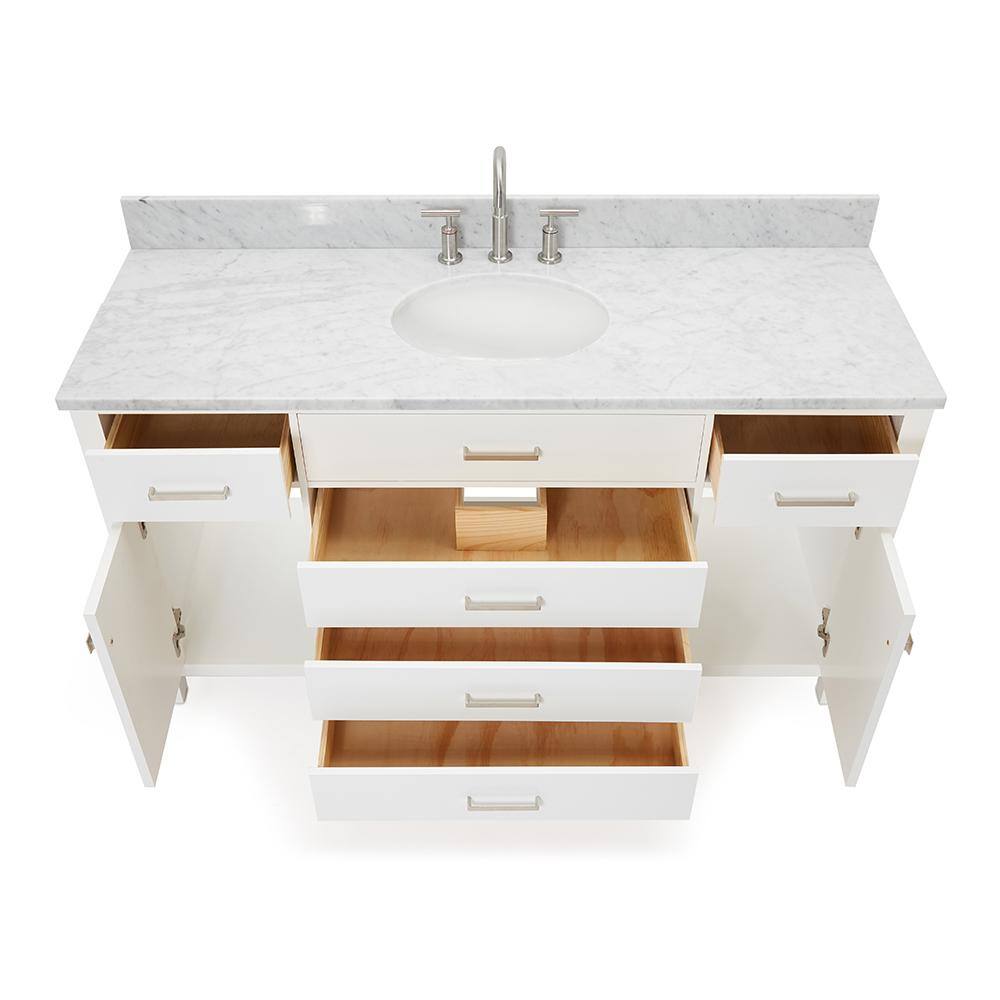 Bristol 61" White Marble Top Freestanding Single Vanity