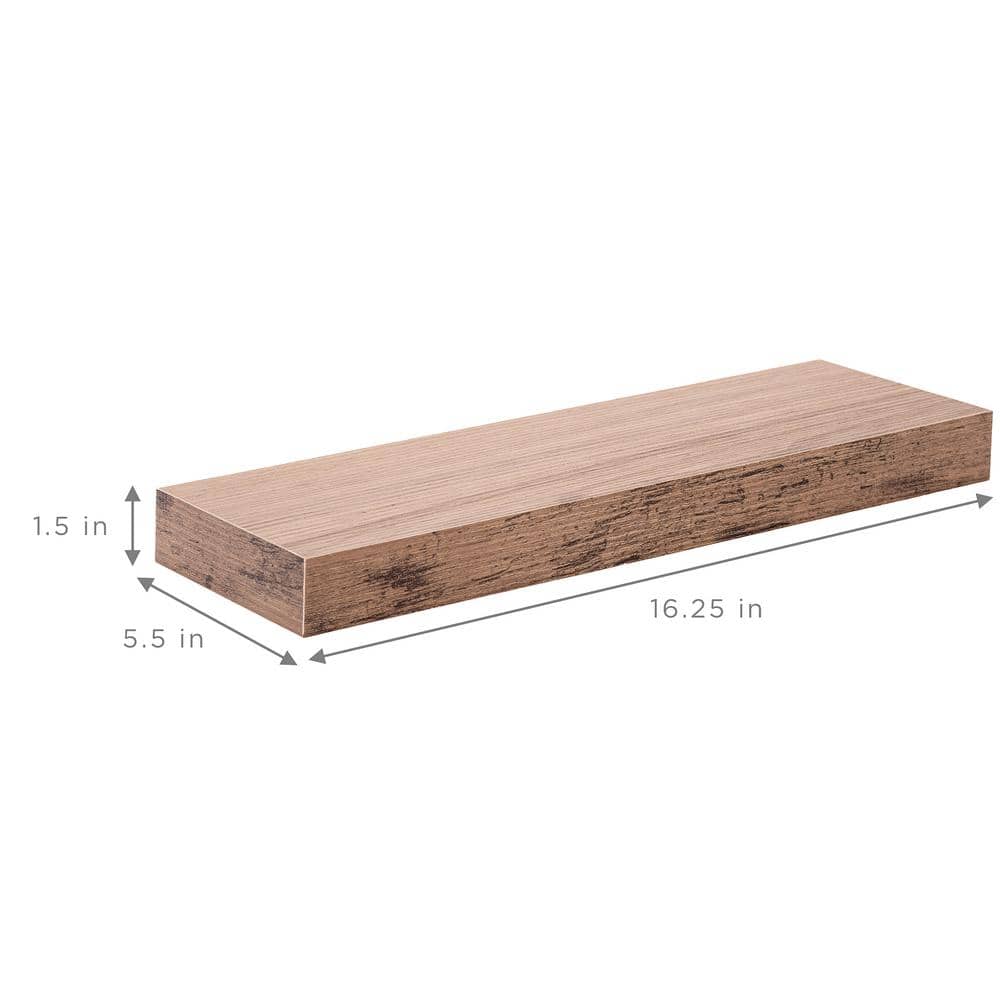 Rustic Mahogany 17" Floating Mantel Wall Shelf Set