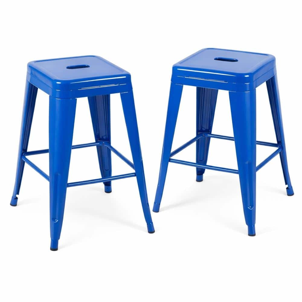 24 in Blue Set of 2 Metal Bar Stools  for  Island price history on PriceWatchPro
