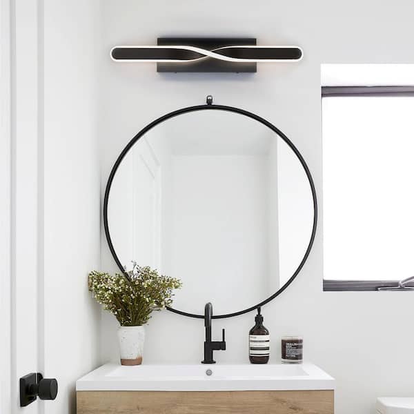 Washington 24 in. 1-Light Black Modern Integrated LED 3 CCT Vanity Light Bar