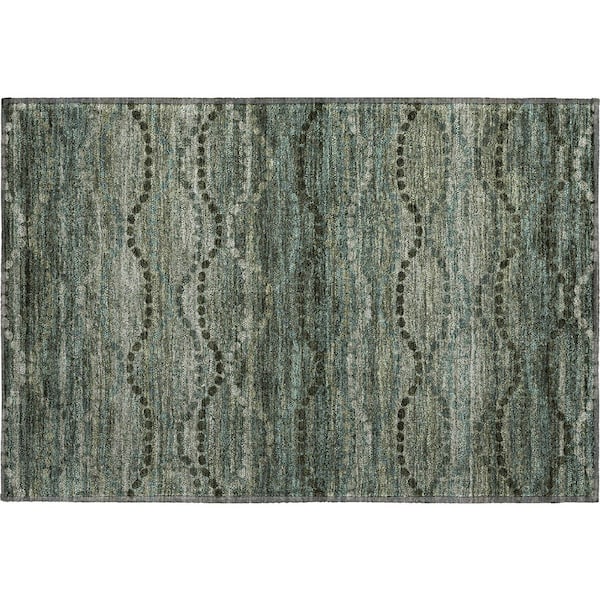 Mayfield Premium Machine Washable Abstract AMF2031 Aloe 2 ft. x 3 ft. Accent Rug
