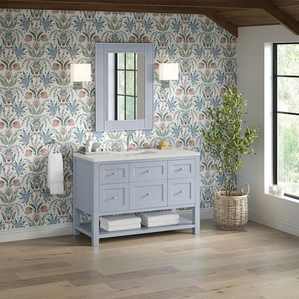 Breckenridge 48.0 in. W x 23.5 in. D x 34.25 in. H Single Bath Vanity in Serenity Blue with Quartz Lime Delight Top
