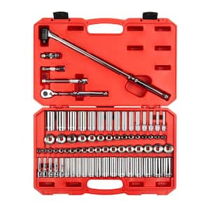 3/8 in. Drive 12-Point Ratchet and Socket Set, (74-Piece) (1/4-1 in., 6-24 mm)