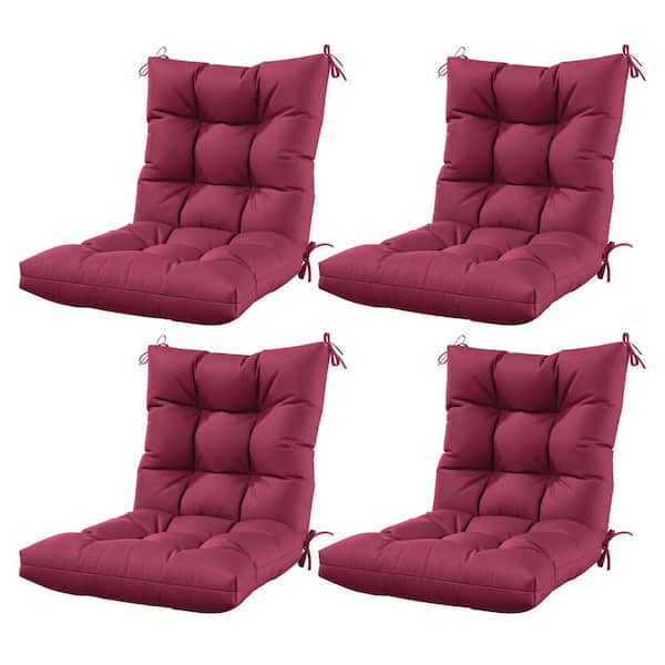 44.5 in. x 22.5 in. x 5 in. Outdoor Chair Cushion Tufted Seat and Back Patio Furniture Cushion Set Fuchsia Red (4-Pack)
