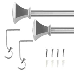 28 in. - 48 in. Telescoping 5/8 in. Single Curtain Rod Kit in Brushed Nickel with Trumpet Square Finials