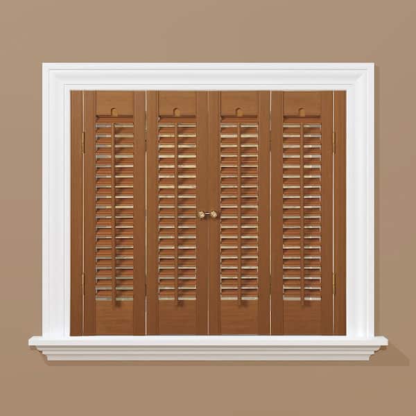 HOME basics Oak 1-1/4 in. Traditional Faux Wood Interior Shutter 23 to 25 in. W x 36 in. L