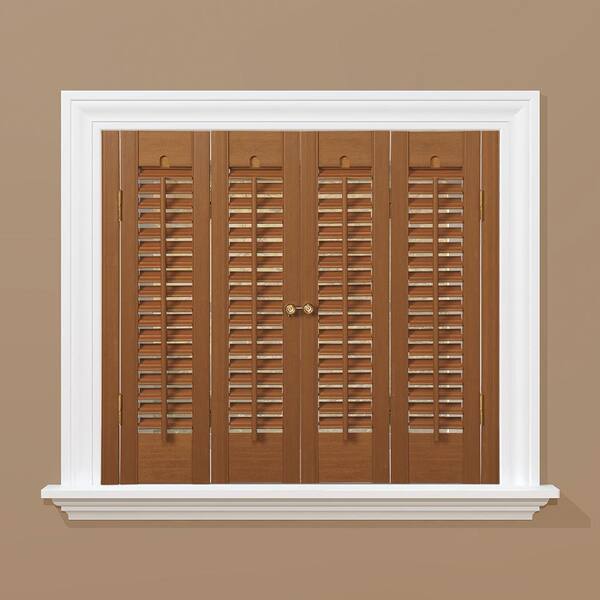 HOME basics Oak 1-1/4 in. Traditional Faux Wood Interior Shutter 27 to 29 in. W x 20 in. L