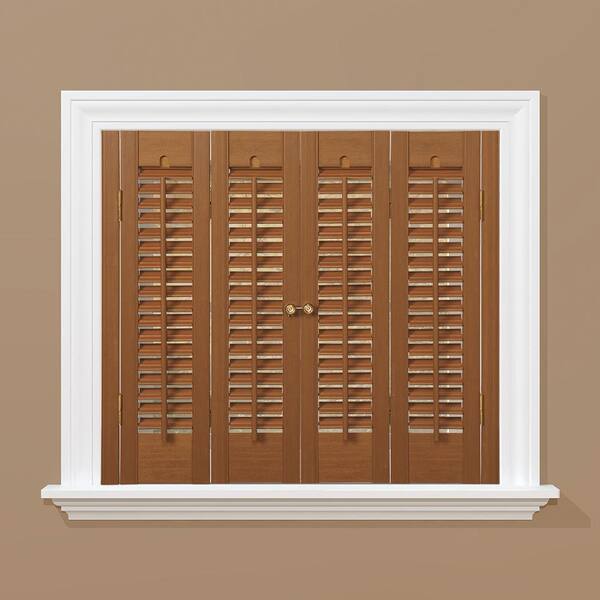 HOME basics Oak 1-1/4 in. Traditional Faux Wood Interior Shutter 27 to 29 in. W x 28 in. L