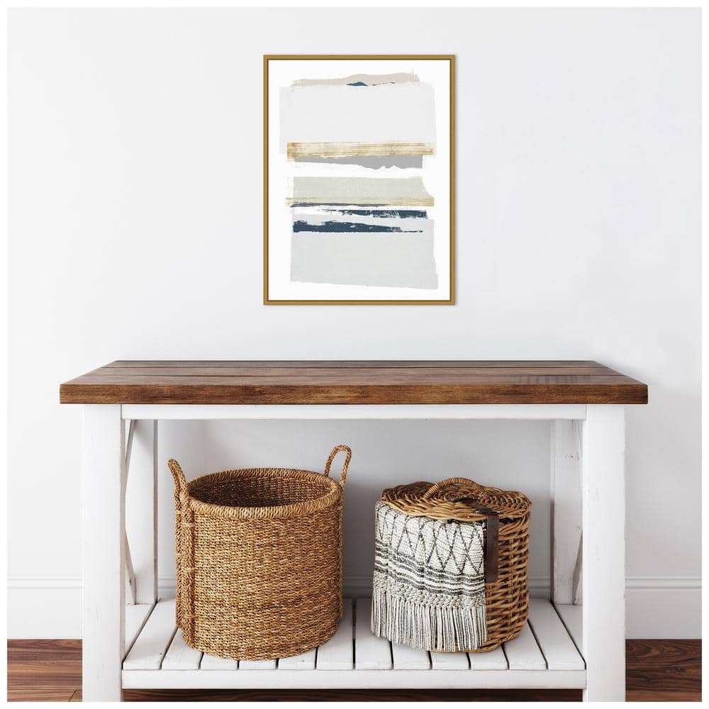 Boulevard I Neutral Abstract Canvas Art with Gold Frame
