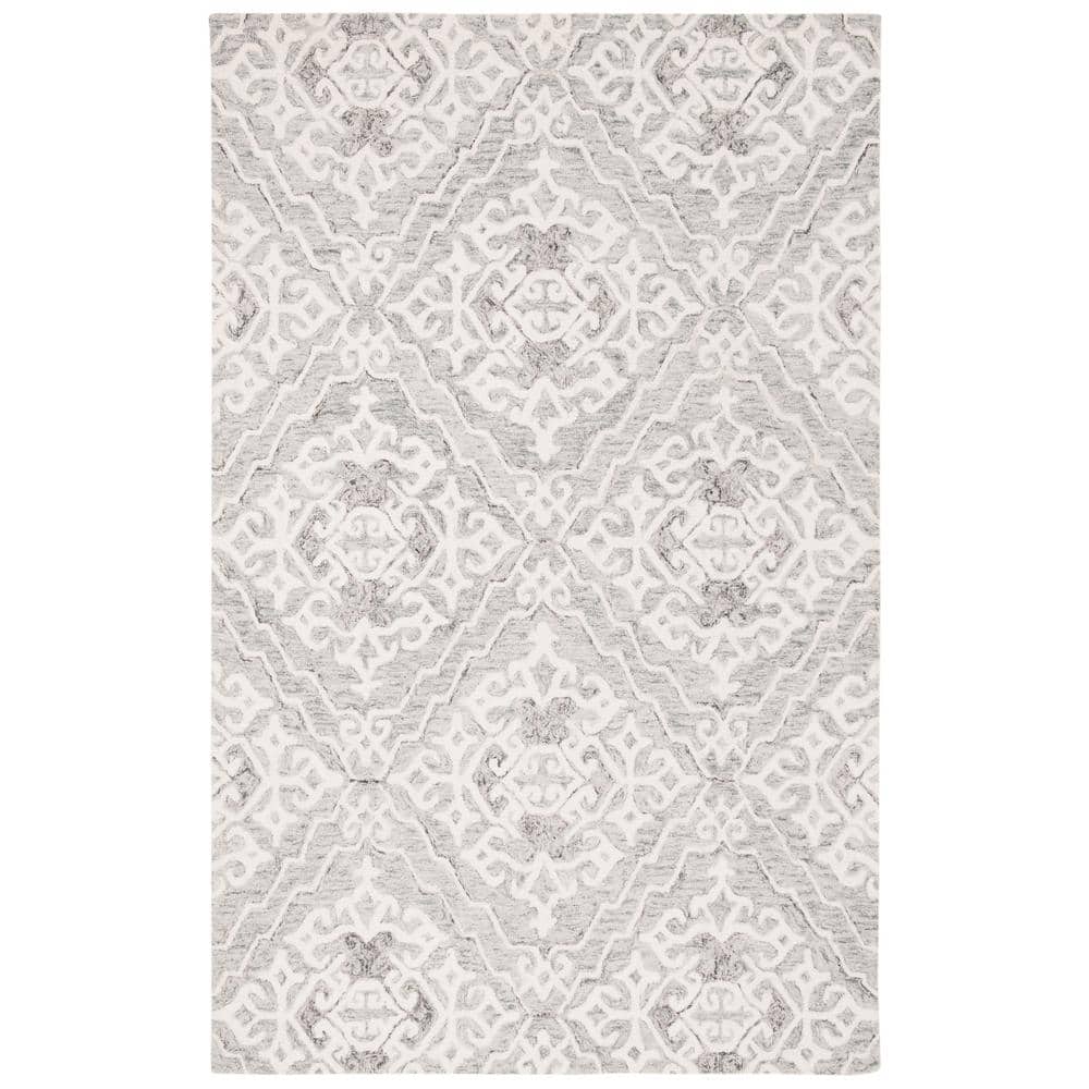 Gray and Ivory Hand-Tufted Wool 8' x 10' Area Rug