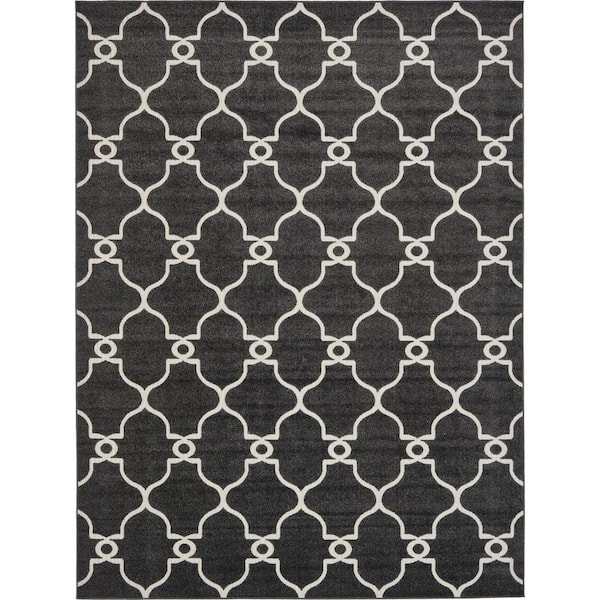 Unique Loom Indoor/Outdoor Columbus Black 9' 0 x 12' 0 Area Rug 3132516