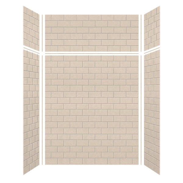 Saramar 60 in. W x 96 in. H x 36 in. D 6-Piece Glue to Wall Alcove Shower Wall Kit with Extension in Cashew