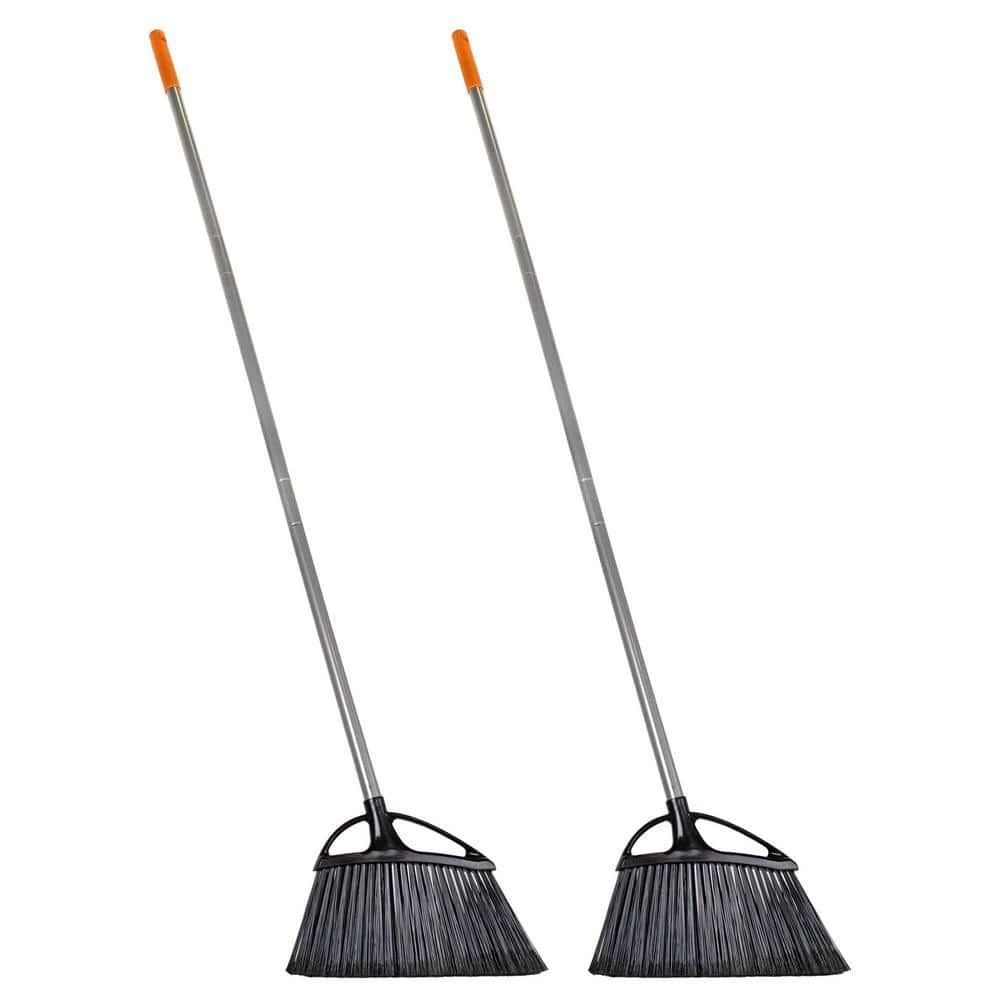 11 in. Indoor/Outdoor Angle Broom with Steel Handle (2-Pack)