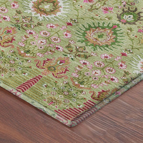 Mayfield Premium Machine Washable Abstract AMF2251 Aloe 9 ft. x 12 ft. Area Rug