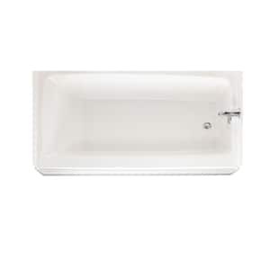 60 in. x 60 in. Fiberglass Rectangular Alcove Soaking Bathtub with Right Drain in White
