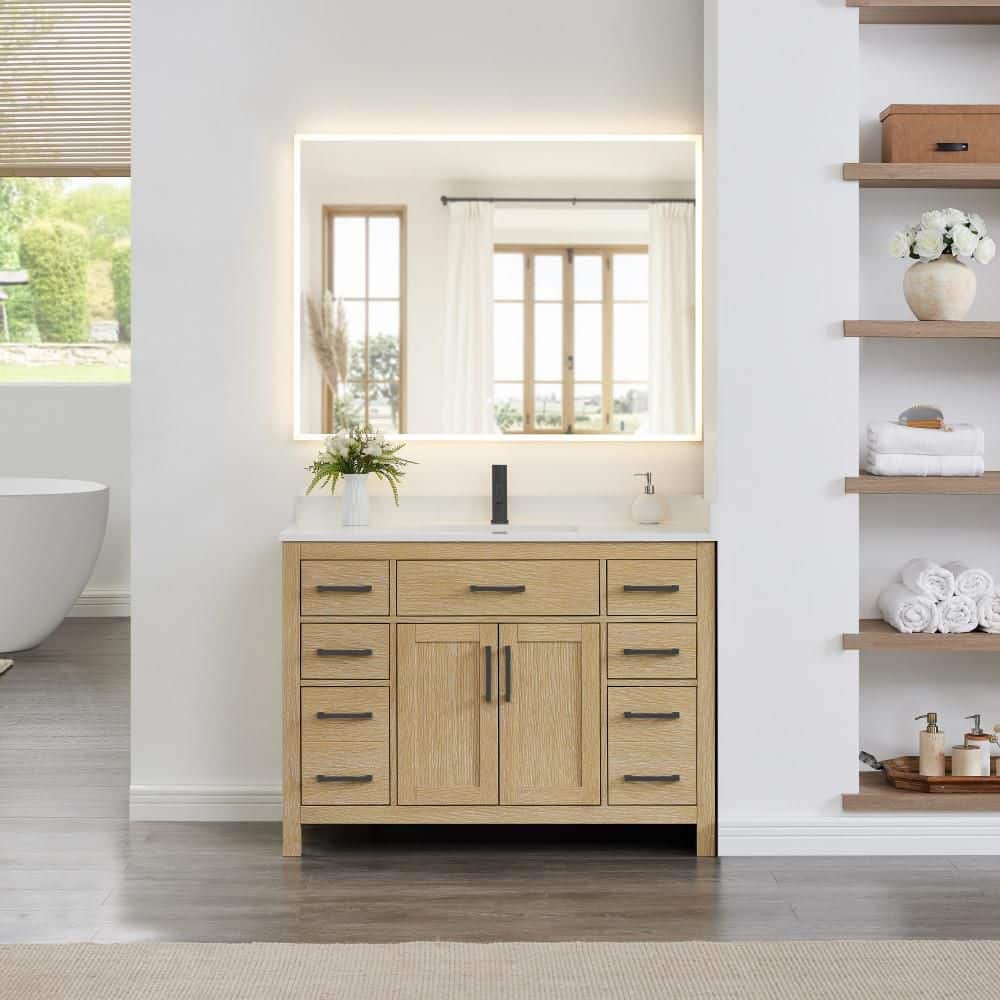 Beckett 48 in. Single Freestanding Whitewashed Oak Bath Vanity with Top price history on PriceWatchPro