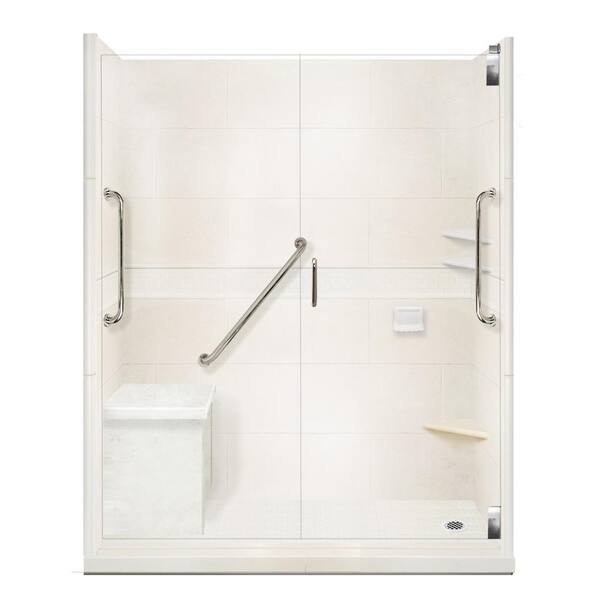 Classic Brown Sugar 60 Alcove Stone Shower Enclosure Kit