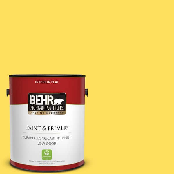 BEHR PREMIUM PLUS 1 gal. #380B-5 Neon Light Flat Low Odor Interior Paint & Primer