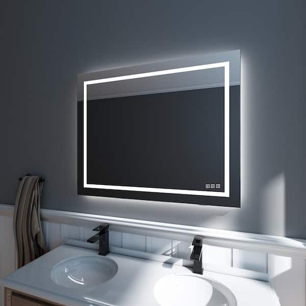 TOOLKISS 40 in. W x 32 in. H Rectangular Frameless LED Light Anti-Fog Wall  Bathroom Vanity Mirror with Backlit and Front Light TK23607 - The Home