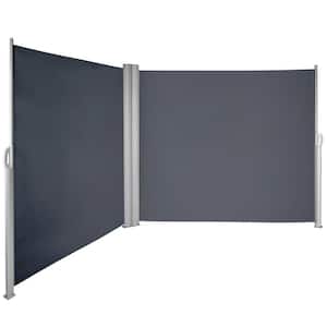 63 in. x 236 in. Retractable Rust-Proof Patio Sunshine Screen Privacy Divider for Courtyard, Gray