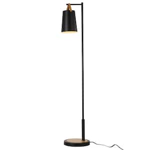 61 in. Black Metal Arched Floor Lamp with Shade